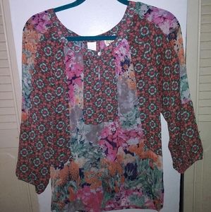 Fig and Flower Floral Top Sz M